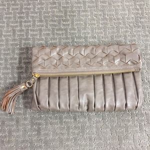 Pewter fold over clutch