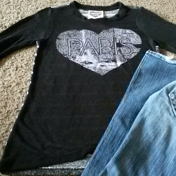 NWT Long Sleeve Black Paris Top