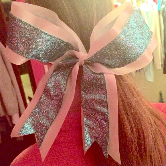 White and Blue Cheer Bow