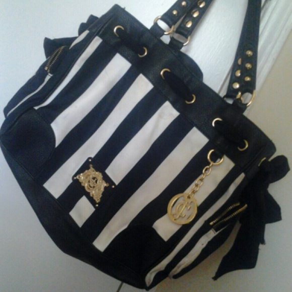 Juicy Couture Black and White Stripped Bag
