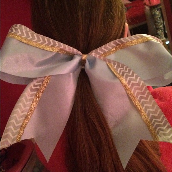 Blue white and gold cheer bow!!