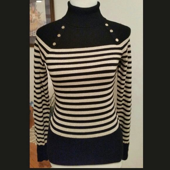 Black House White Market Tops Black And Gold Striped Sweater Poshmark