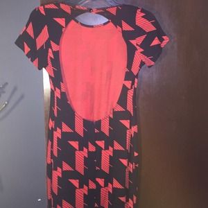 Backless print dress (red and black)