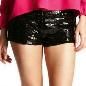 Black sequins mini spandex shorts