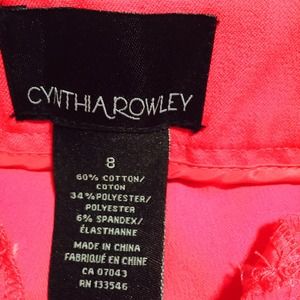 Cynthia Rowley slim, side zip, ankle pants.