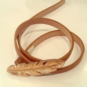 Gold Feather adjustable tan belt