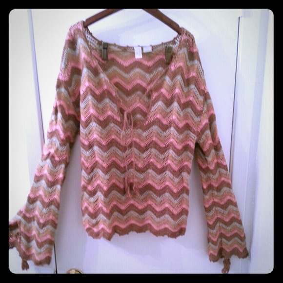 Crocheted cover-up top. Multi-mcolored.