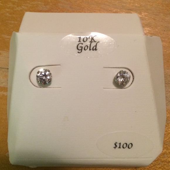 Cubic Zirconium and 10k Gold Earrings
