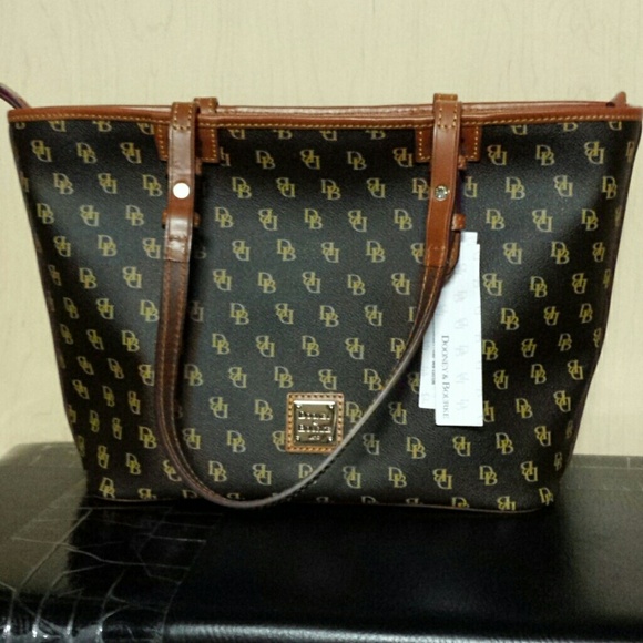 Brown leather tote bag