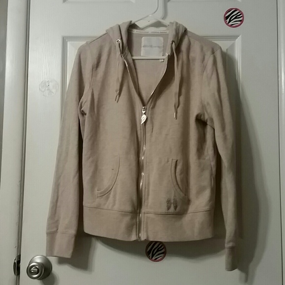 Beige Victoria's Secret Zip Up Hoodie