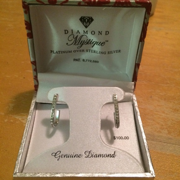 Diamond and Sterling Silver Earrings
