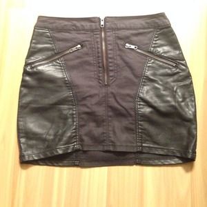 Black leather panel mini skirt size 6