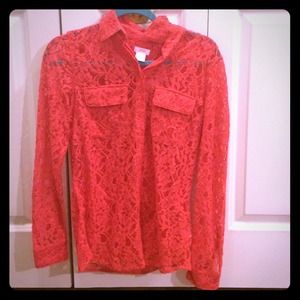 Coral lace blouse
