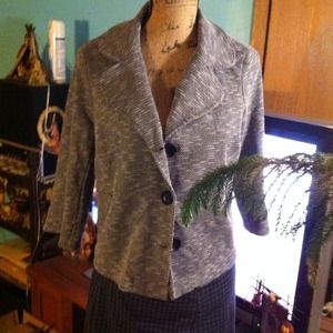 Crop tweed blazer blk & white