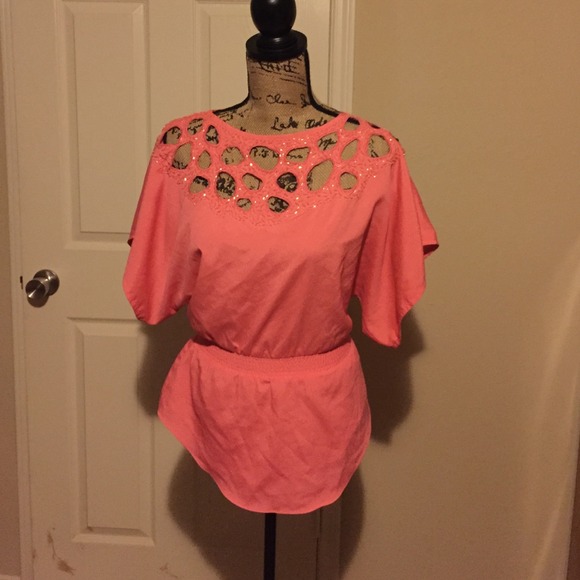 Coral Beaded Blouse!!!!