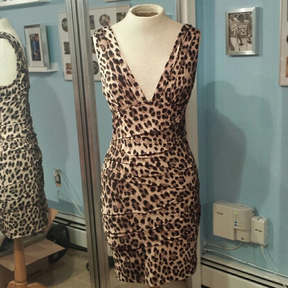 Super Sexy Leopard fitted Dress Blk.Print