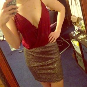 Silver sequins pencil mini skirt