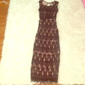 NWT black crochet floor length fitted dress!