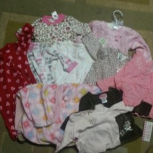 19 Baby clothes variety sizes 2 bibs 1 teddy bear