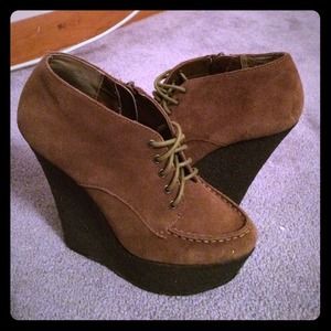Suede Lace-Up Wedges