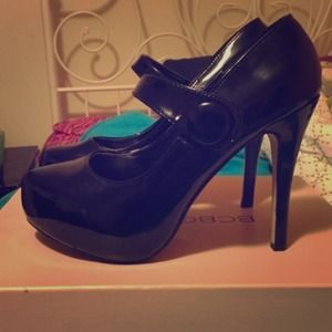 Black strap heels