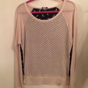 Knit Pullover Sweater with Umbrella Pattern