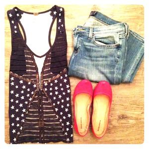 Free People Navy Star-Spangled Tank