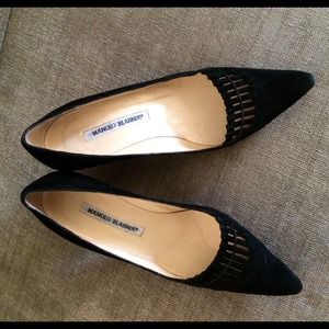 Manolo Blahnik black suede heels, EXCELLENT shape!
