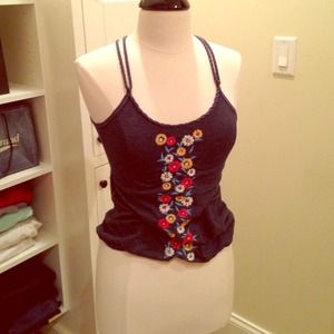 Hollister Cross Back Blue Floral Top