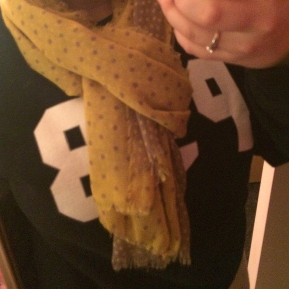 Lime Green and Grey Polka Dotted Scarf - Picture 1 of 3