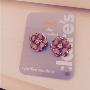 Claire's pink clip on earrings