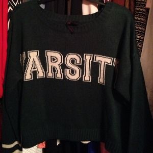 Knit green "varsity" sweatshirt