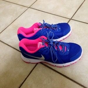 Pink and blue nikes