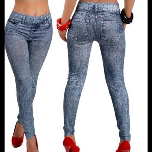 2-Women's Sexy Close- Fitted imitated Denim Jean