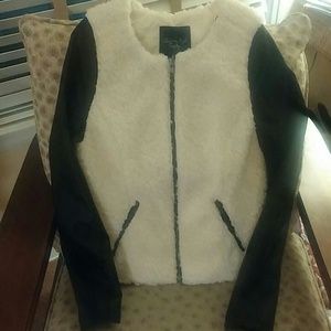 Faux leather and shearling jacket.