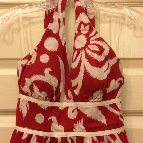 Red and white floral halter top Maxi - Picture 2 of 4