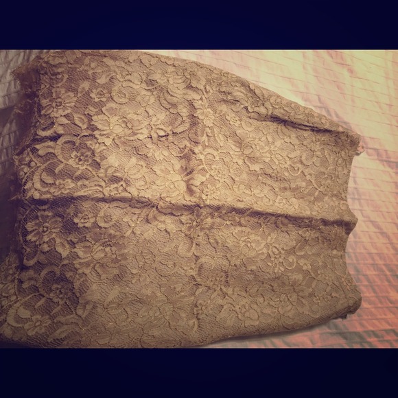 Beautiful beige lace pencil skirt.