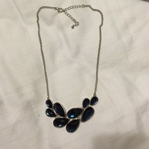 Navy blue and silver jewel necklace