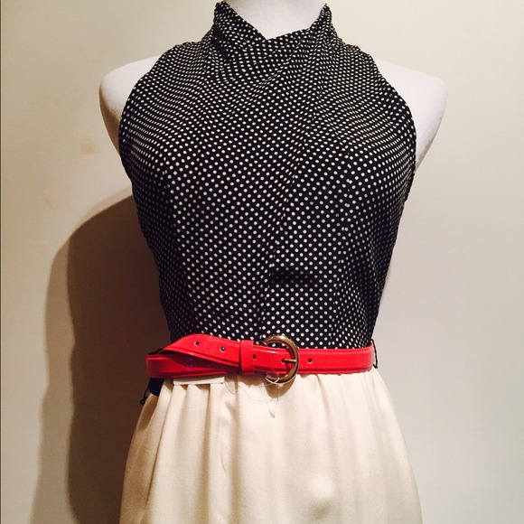 Polkadot ivory and black silk dress