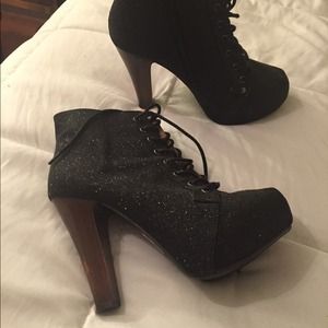 Sparkly black booties