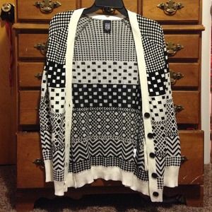 Black and white cardigan.