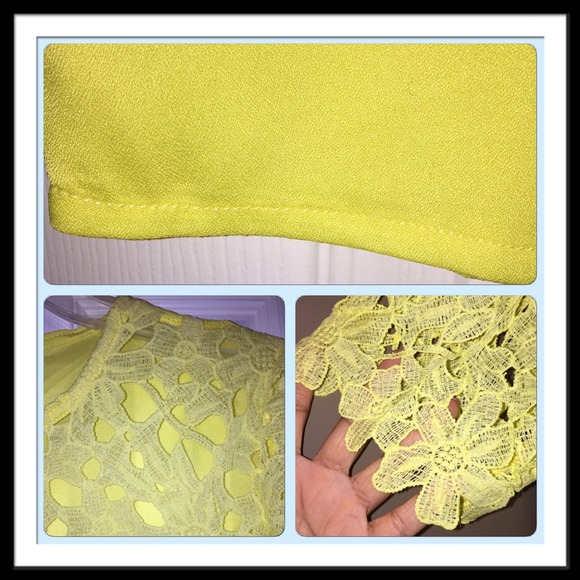 💫7/8 HP💫Sunny Yellow Crochet Shoulder/Sleeve Top - Picture 2 of 4