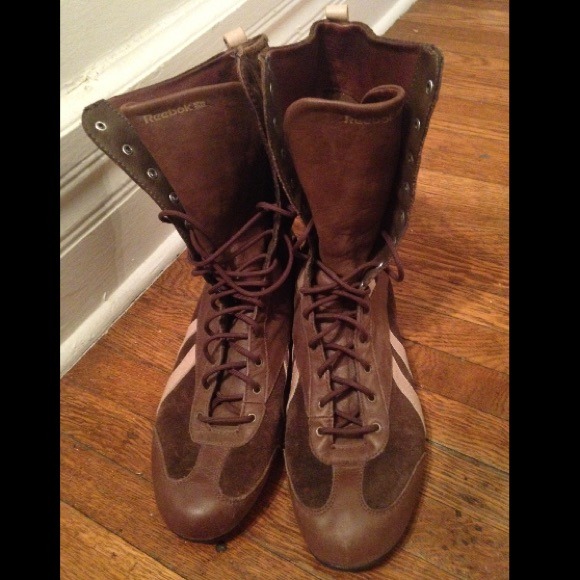 Brown Leather & Suede High Top Reeboks