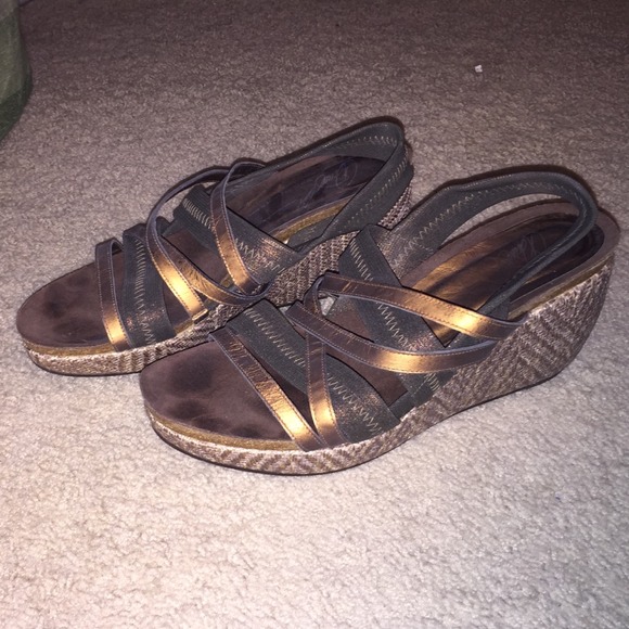 Donald J. Pliner strappy sling back wedge sandal.