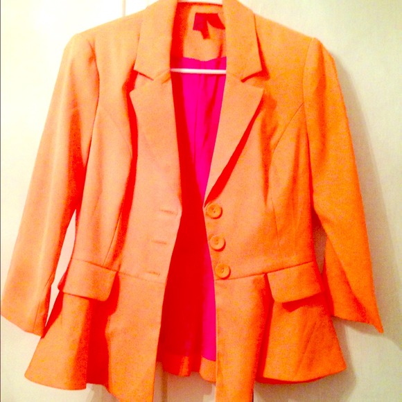 Orange and pink peplum blazer