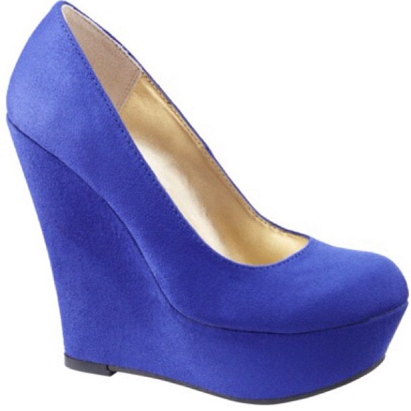 Blue wedge heels