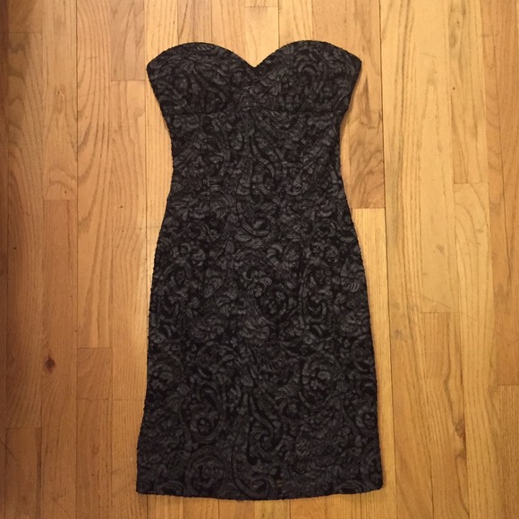 Strapless black lace dress. Size L, but fits M.