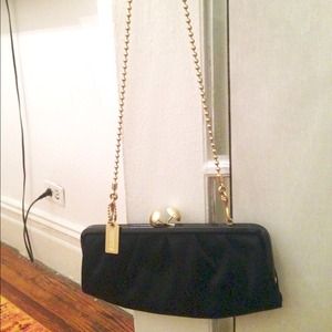 Coach clutch purse with gold chain