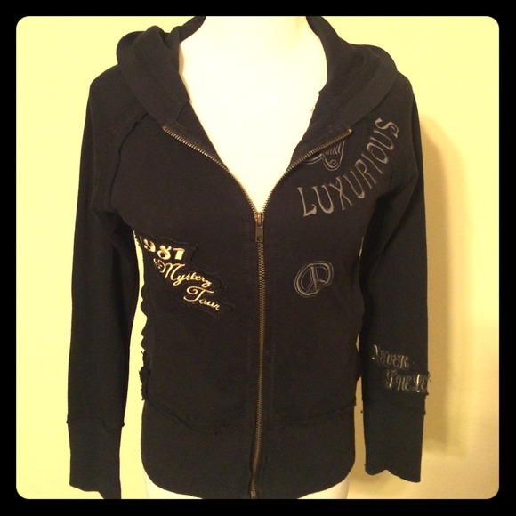 Vintage looking black parka/hoodie: size small