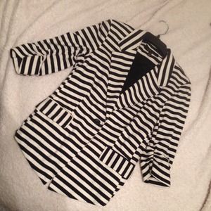 Black and White striped Blazer